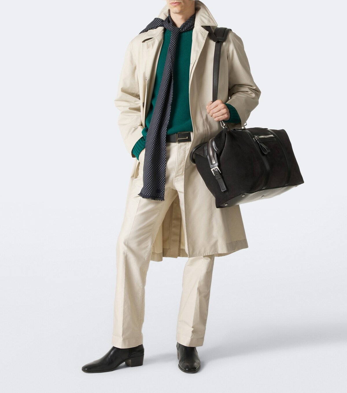 Tom Ford Buckley leather-trimmed suede duffel bag
