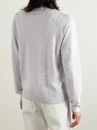 Casablanca - Crystal-Embellished Wool Polo Shirt - Gray