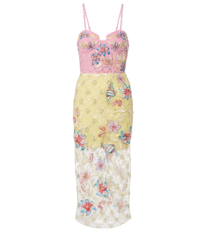 Photo: Là Fuori Embellished floral cocktail dress