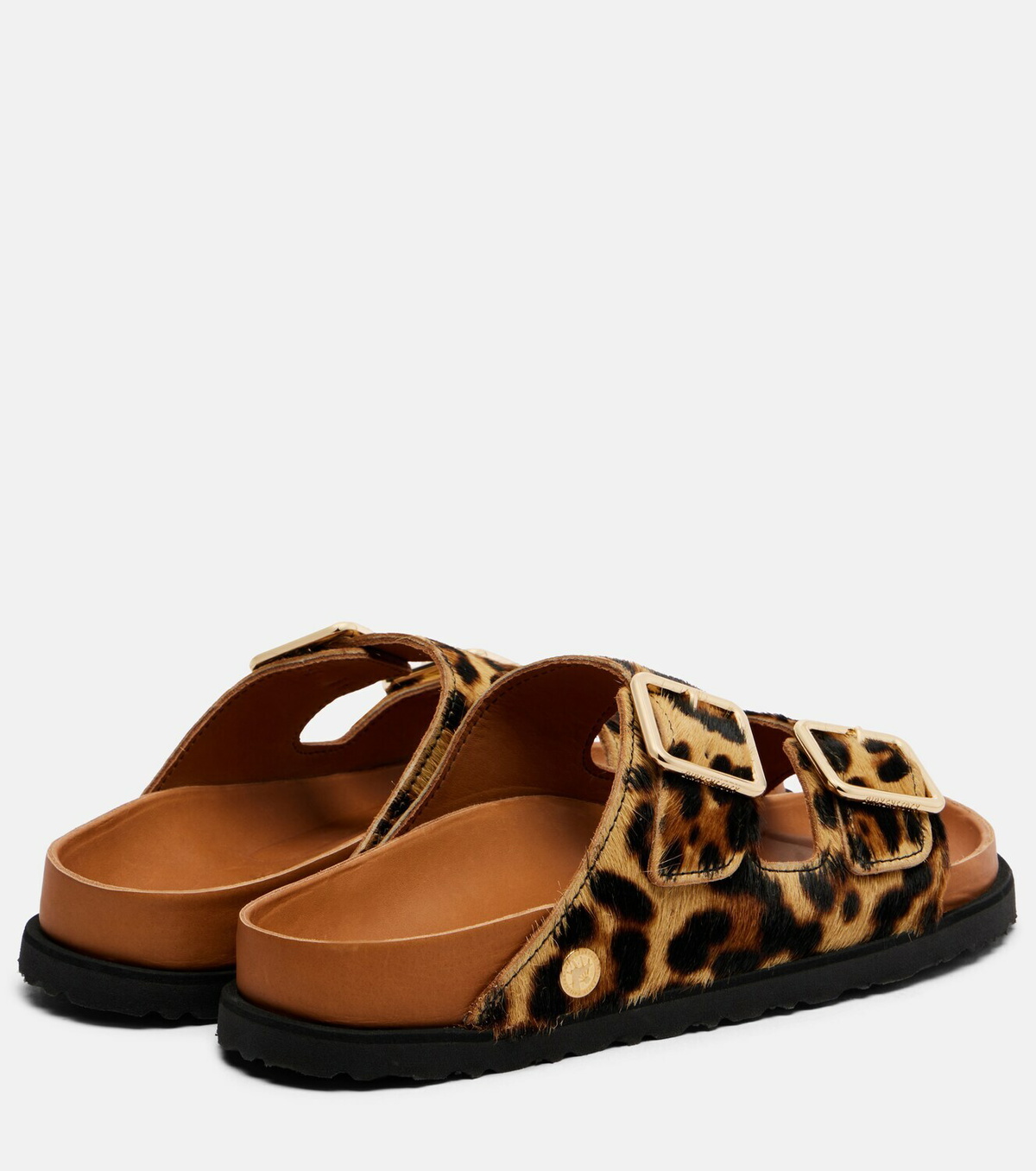 Birkenstock 1774 Arizona leopard-print calf hair slides