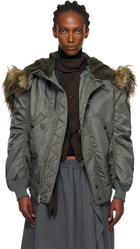 Junya Watanabe Khaki Faux-Fur Hood Bomber Jacket