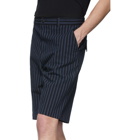 Maison Kitsune Navy Striped Seersucker Stan Bermuda Shorts