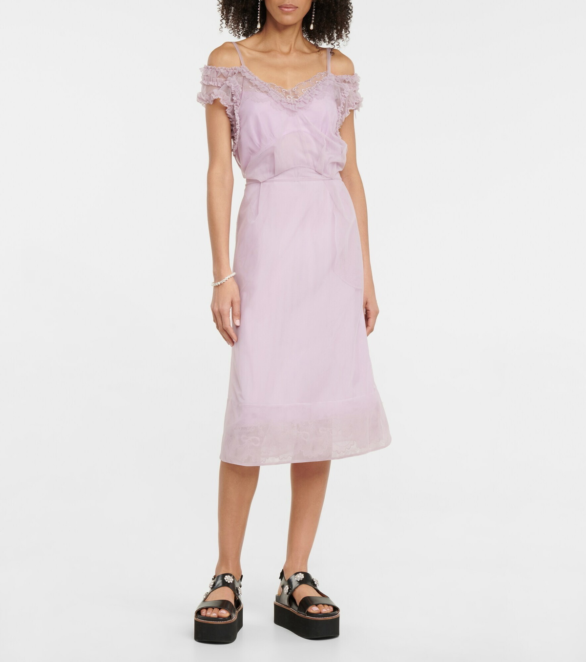 Tulle-trimmed slip dress in black - Simone Rocha | Mytheresa