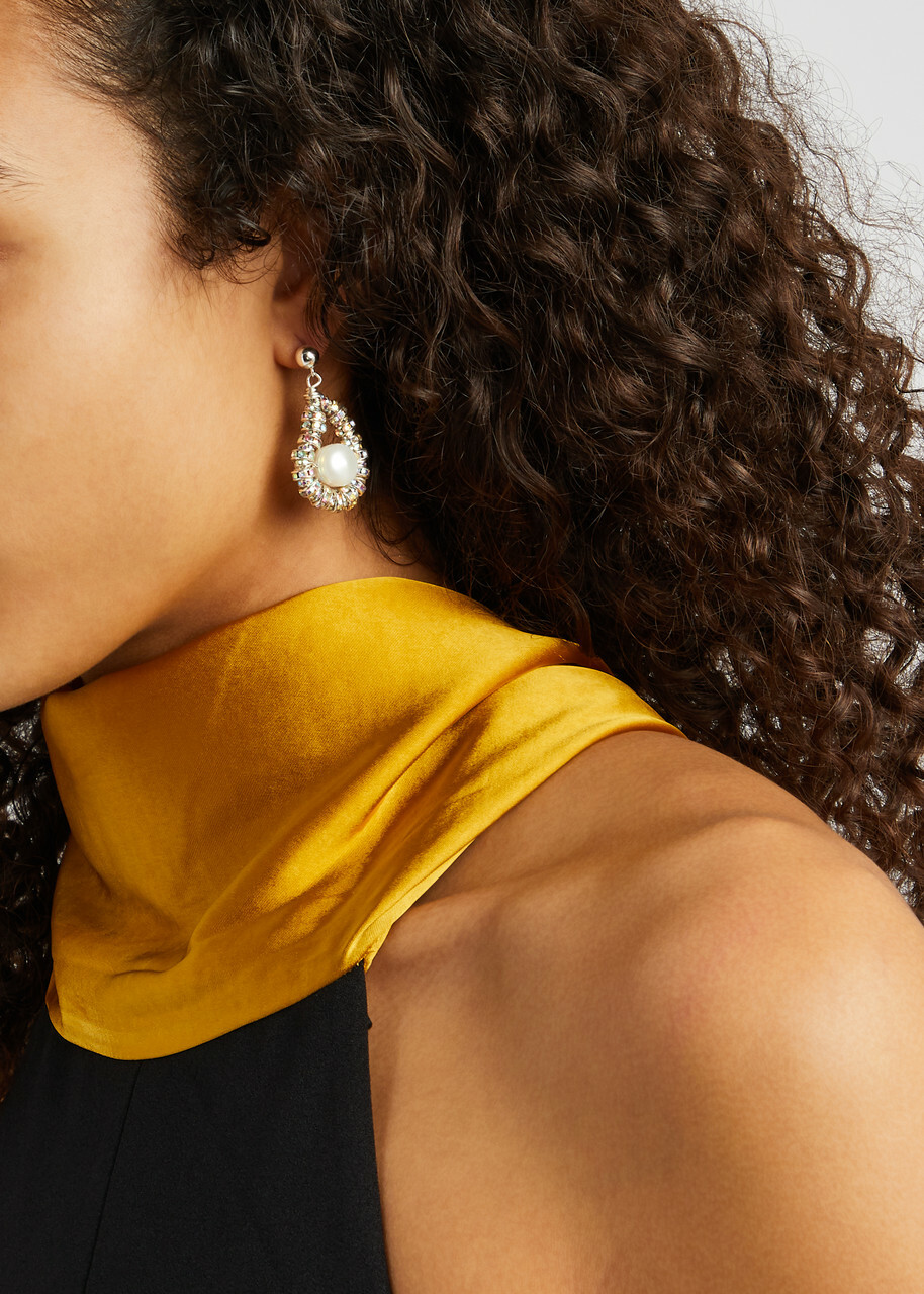 Pearl Octopuss.y Tiny Oyster Embellished Drop Earrings - Silver - One Size