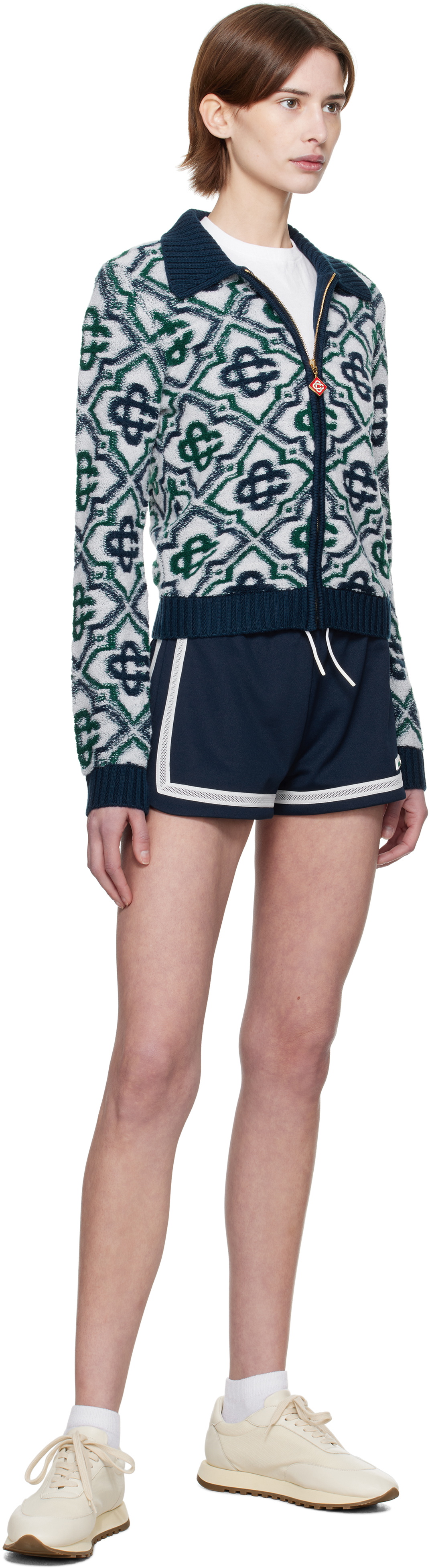Casablanca Multicolor Monogram Knit Zip Cardigan
