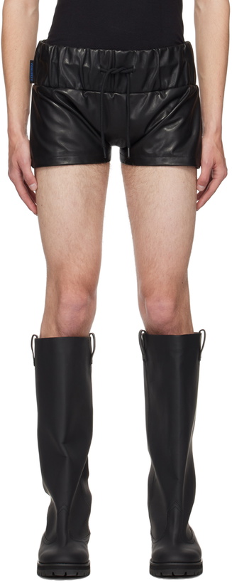 Photo: ANONYMOUS CLUB Black Drawstring Leather Shorts