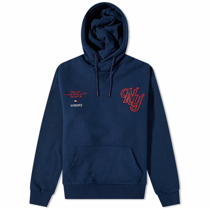 Photo: Tommy Jeans Men's NY Embroided Hoody in Carbon Navy