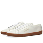 Saint Laurent Men's SL06 Court Leather Signature Sneakers in White/Gum