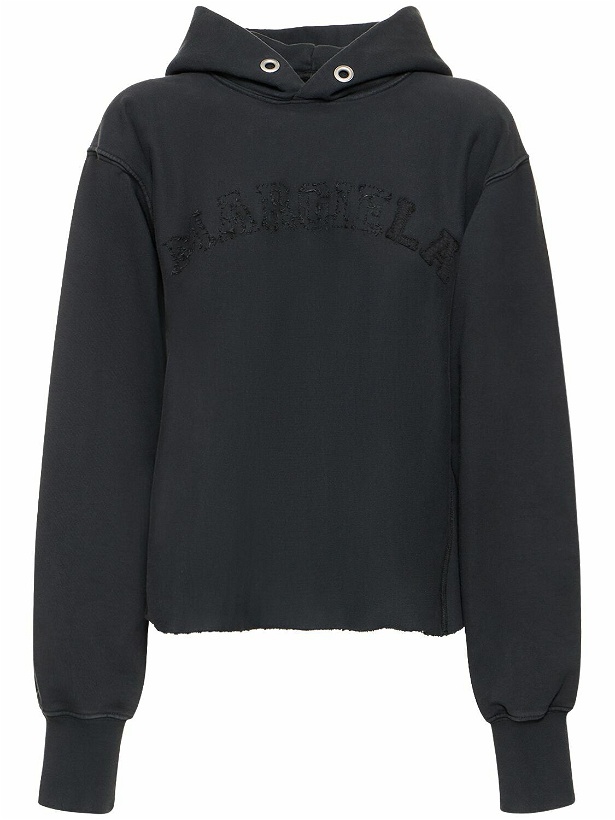Photo: MAISON MARGIELA - Embroidered Logo Jersey Cropped Hoodie