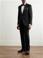 GIORGIO ARMANI - Straight-Leg Pleated Grosgrain Satin-Trimmed Tuxedo Trousers - Black