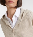 Brunello Cucinelli Open-knit cotton-blend lamé zip-up hoodie