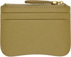 AMI Paris Khaki Leather Zipped Card Holder
