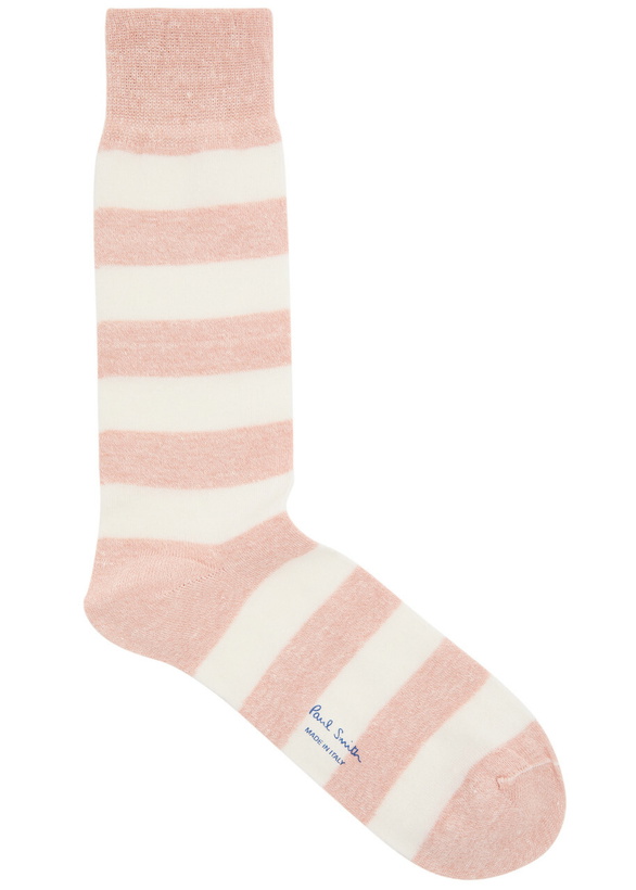Photo: Paul Smith Barry Striped Linen-blend Socks - Pink - One Size