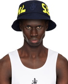 JW Anderson Navy 'Real Sleep' Slogan Bucket Hat