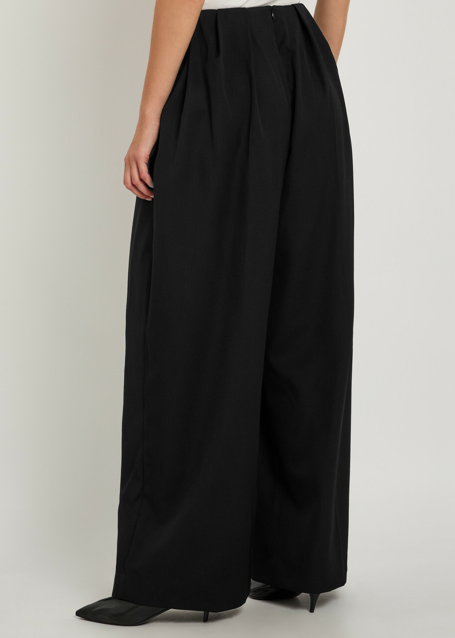 Khaite Kaia Wide-leg Wool Trousers Black