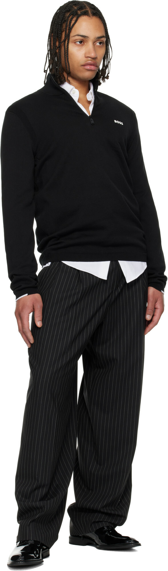 BOSS Black Cotton Quarter Zip Track Jacket