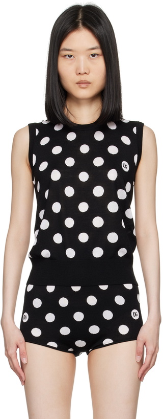 Photo: Dolce&Gabbana Black & White Polka Dot Tank Top