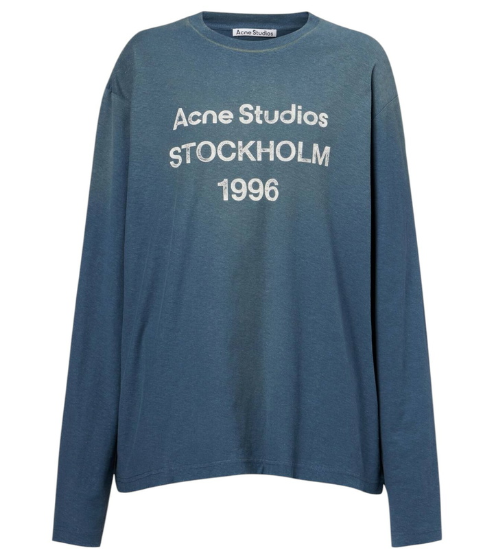 Photo: Acne Studios Logo distressed cotton-blend jersey T-shirt