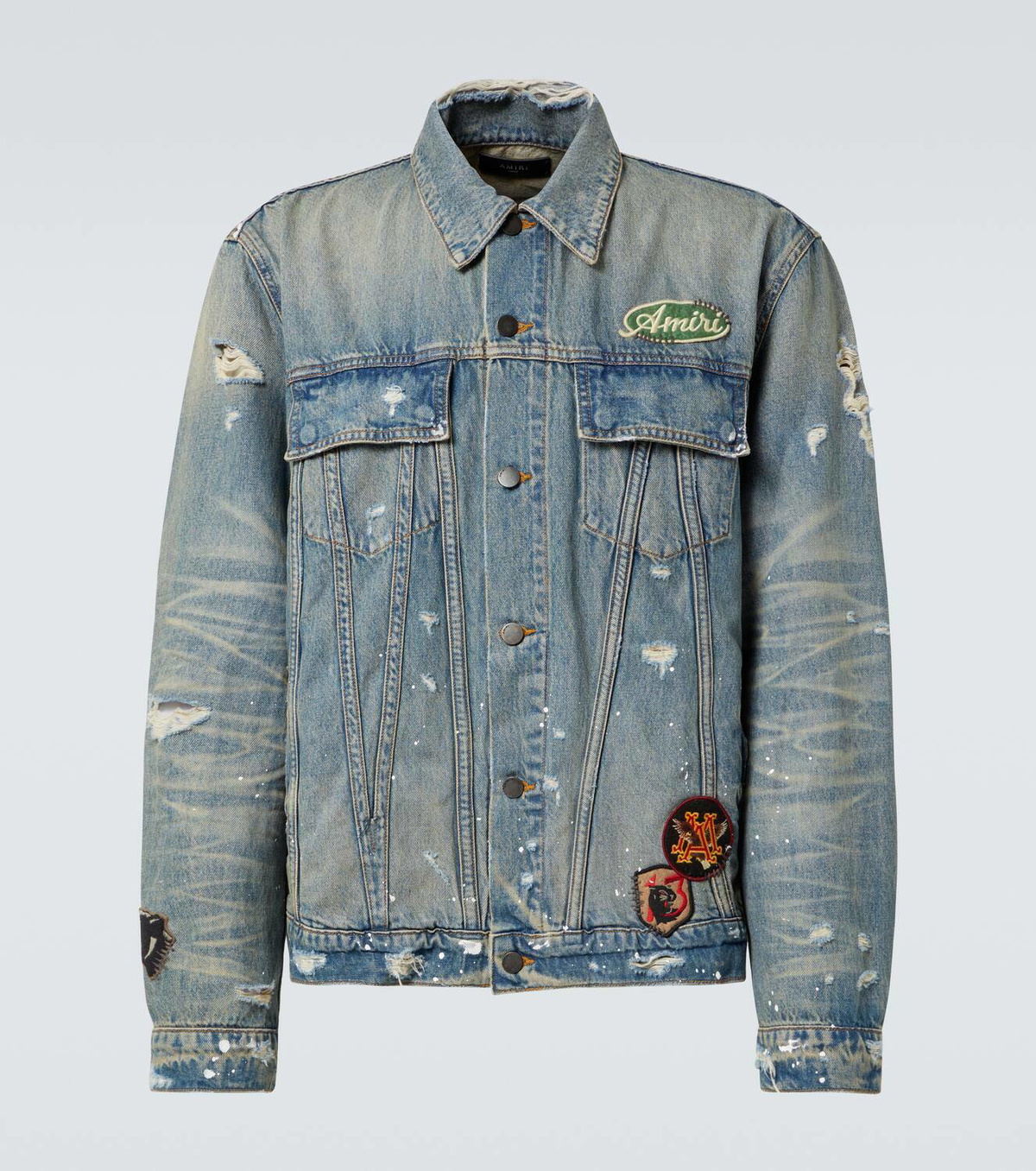 Amiri Vintage Pegasus distressed denim jacket