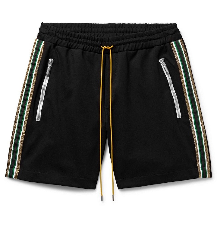 Photo: Rhude - Webbing-Trimmed Stretch-Jersey Shorts - Men - Black