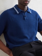 Noah - Striped Organic Cotton Polo Shirt - Blue