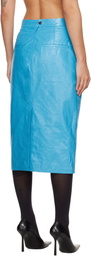 WILLY CHAVARRIA Blue Tubo Leather Midi Skirt