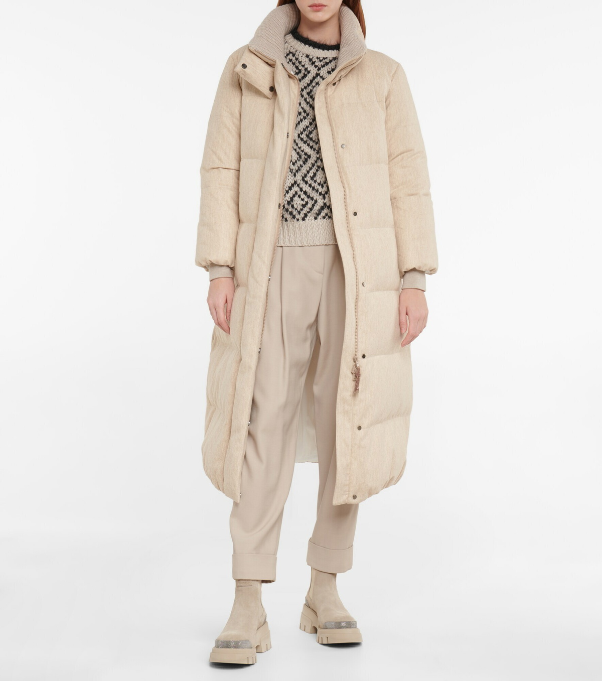 Brunello Cucinelli - Virgin wool flannel down coat