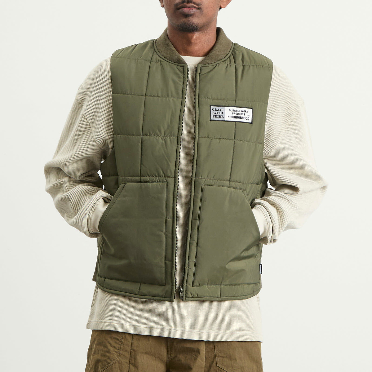 Neighborhood Men's Reversible Padded Vest in Olive Drab Neighborhood