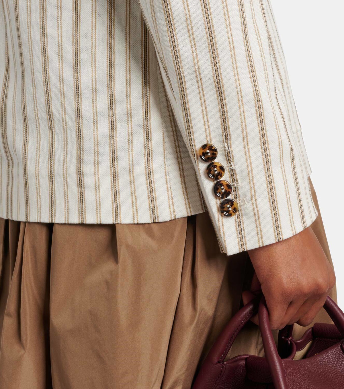 25SS new/Max Mara Pensileコットン＆リネンブレザー Blazer Slim-fit blazer in a patterned cotton and linen, sand