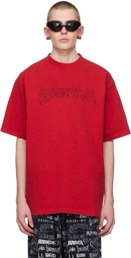 Photo: Balenciaga Red Printed T-Shirt