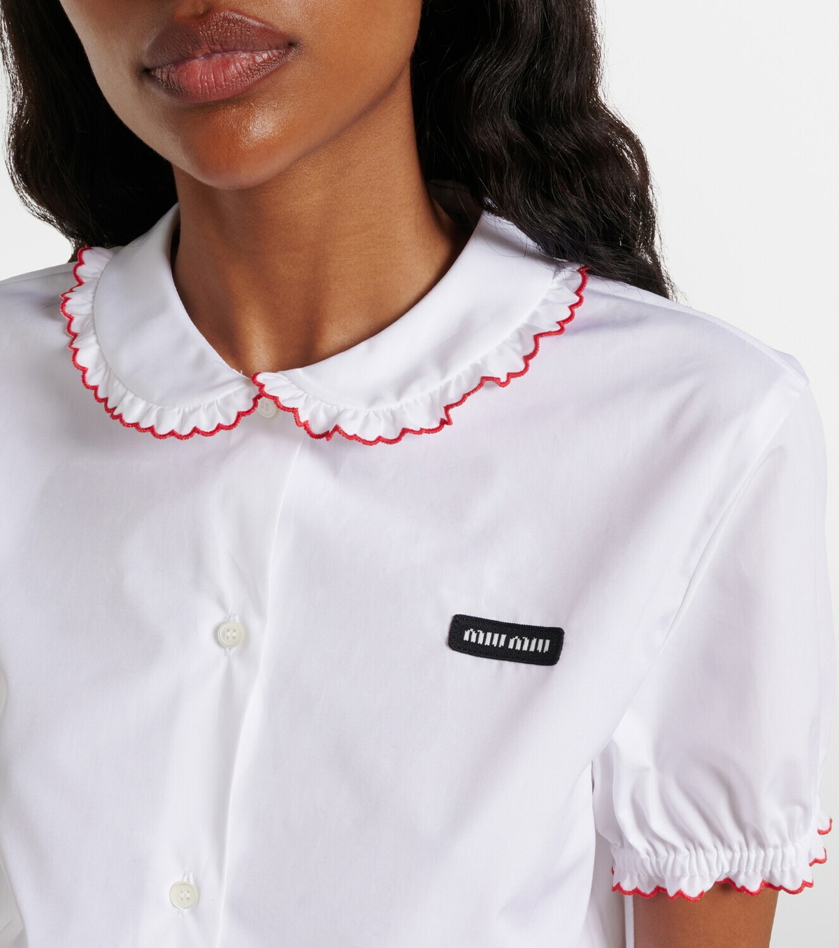 Miu Miu Scalloped cotton poplin shirt