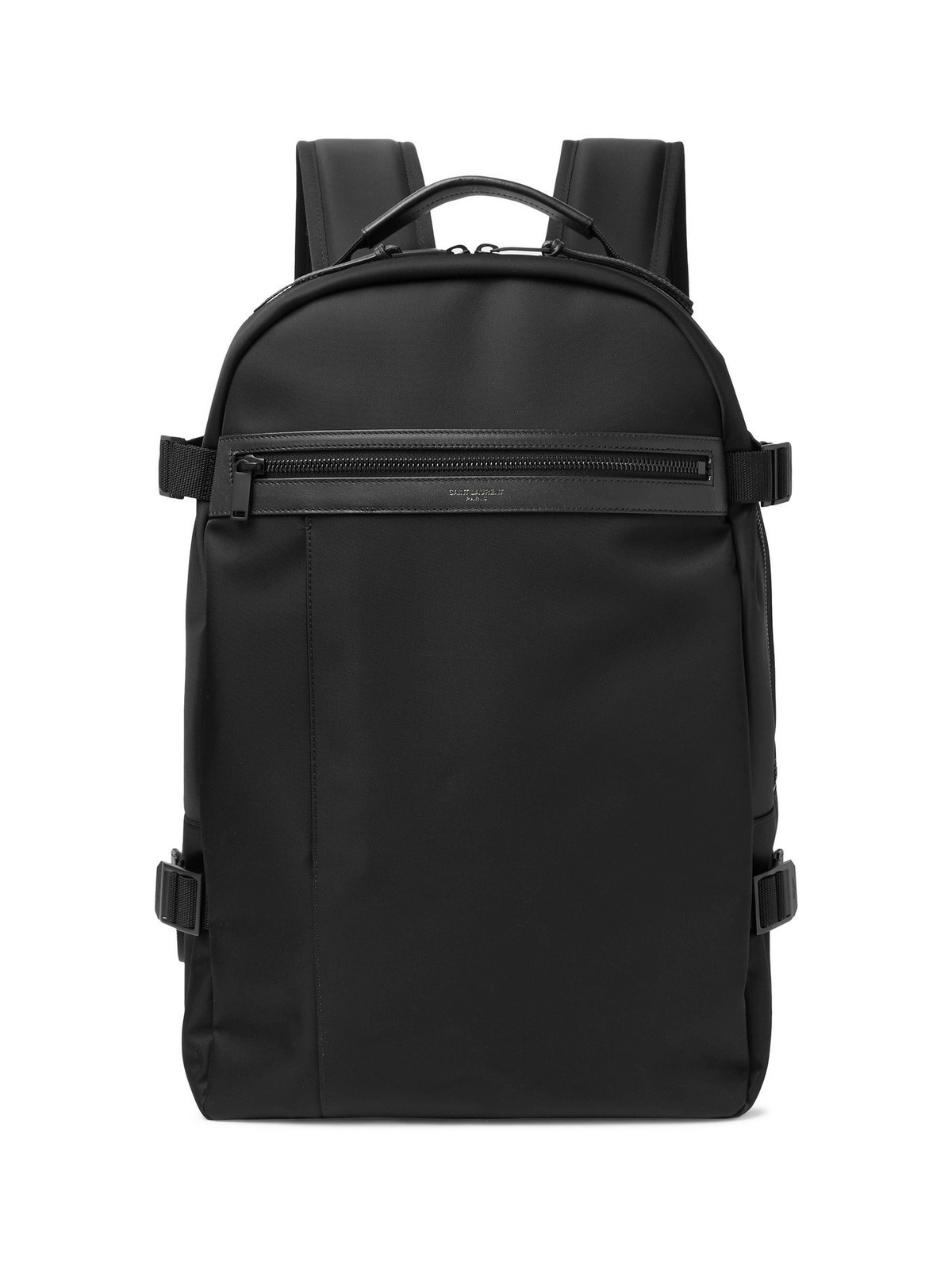 SAINT LAURENT City Trekking Leather Trimmed Shell Backpack Black