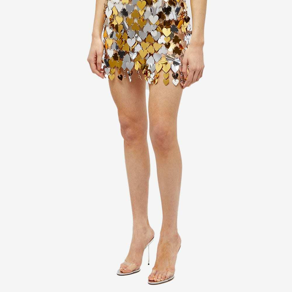 Paco Rabanne Women's Heart Sequin Mini Skirt in Silver/Gold