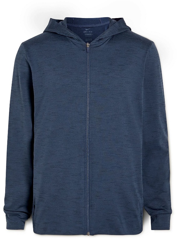 Photo: Nike Training - Dri-FIT Recycled Jersey Zip-Up Training Hoodie - Blue