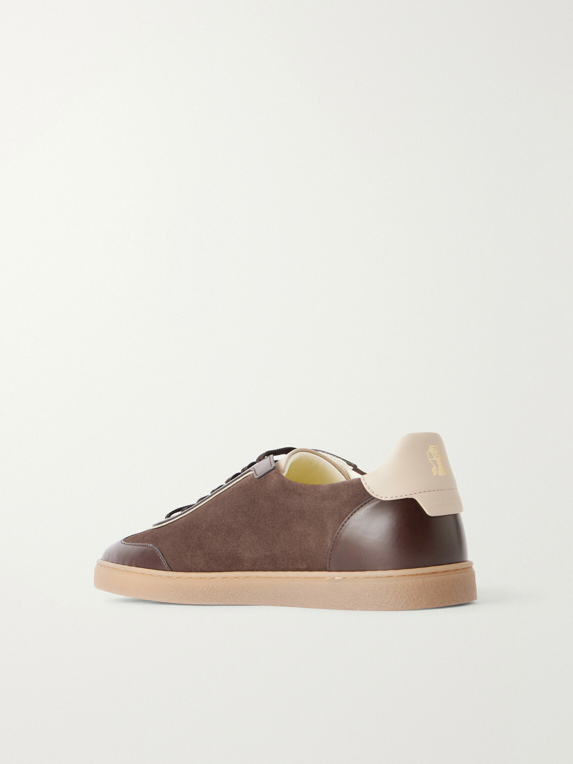 Brunello Cucinelli - Coda Di Rondine Leather-Trimmed Waxed-Suede Sneakers - Brown
