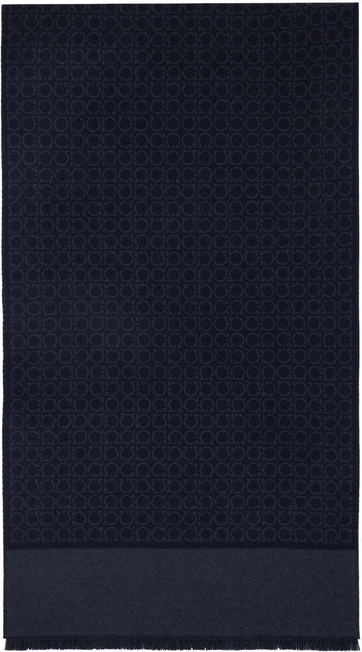 Ferragamo Navy Gancini Scarf