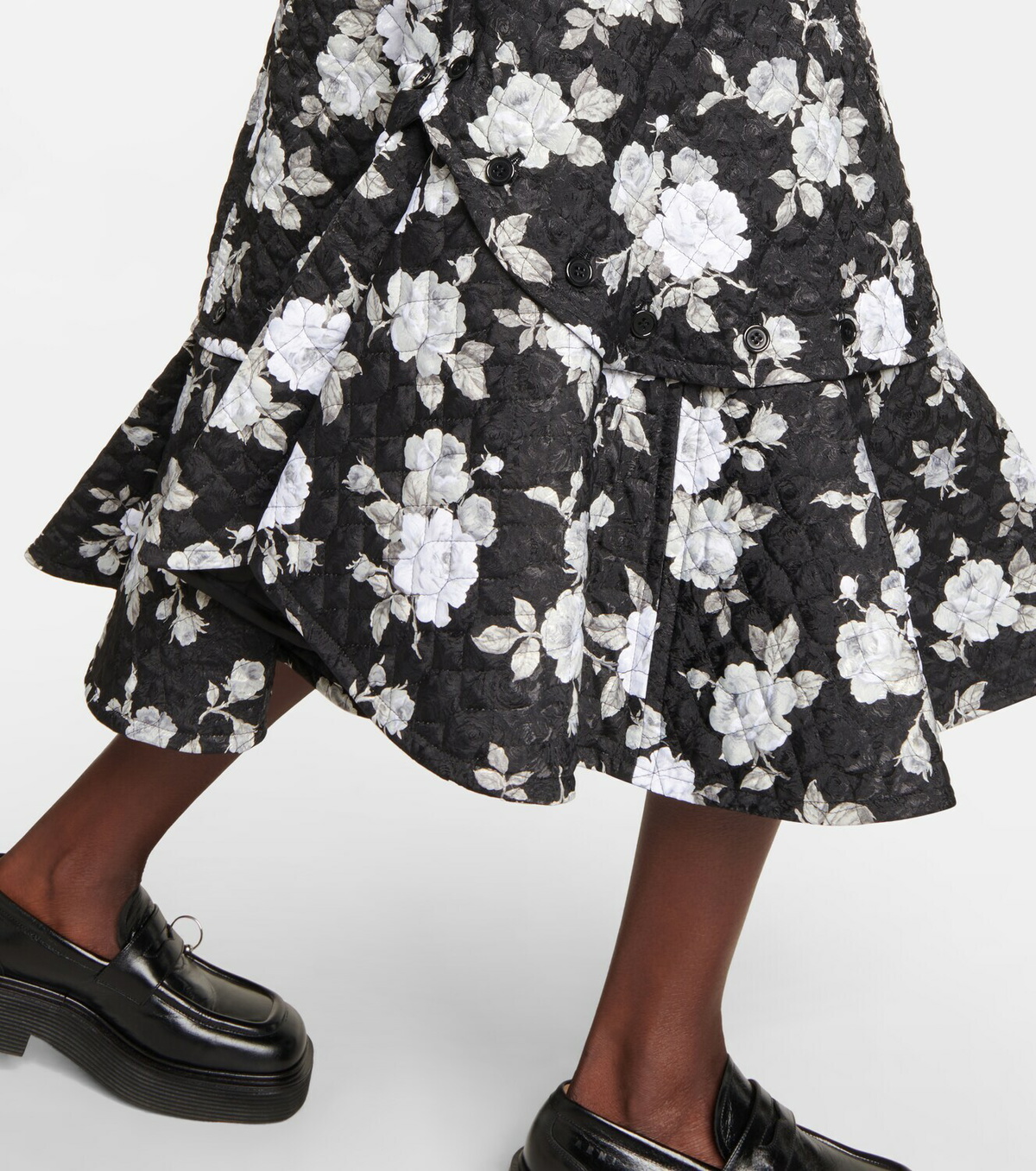 Noir Kei Ninomiya - Floral quilted midi skirt Noir Kei Ninomiya
