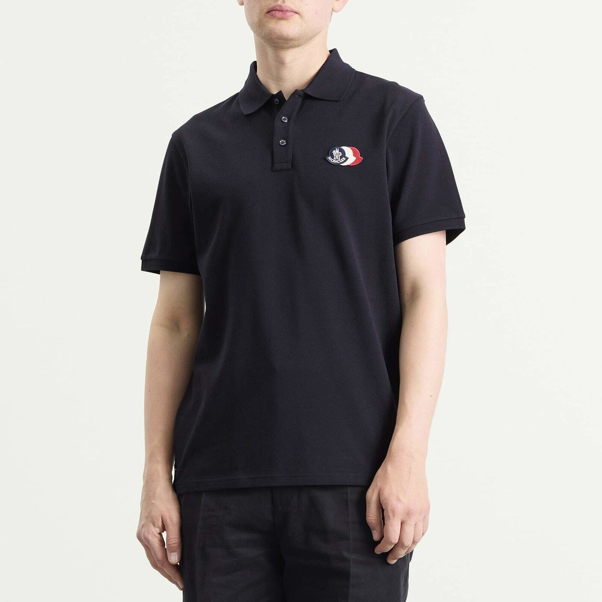 Moncler Men's Cotton Pique Logo Polo in Navy