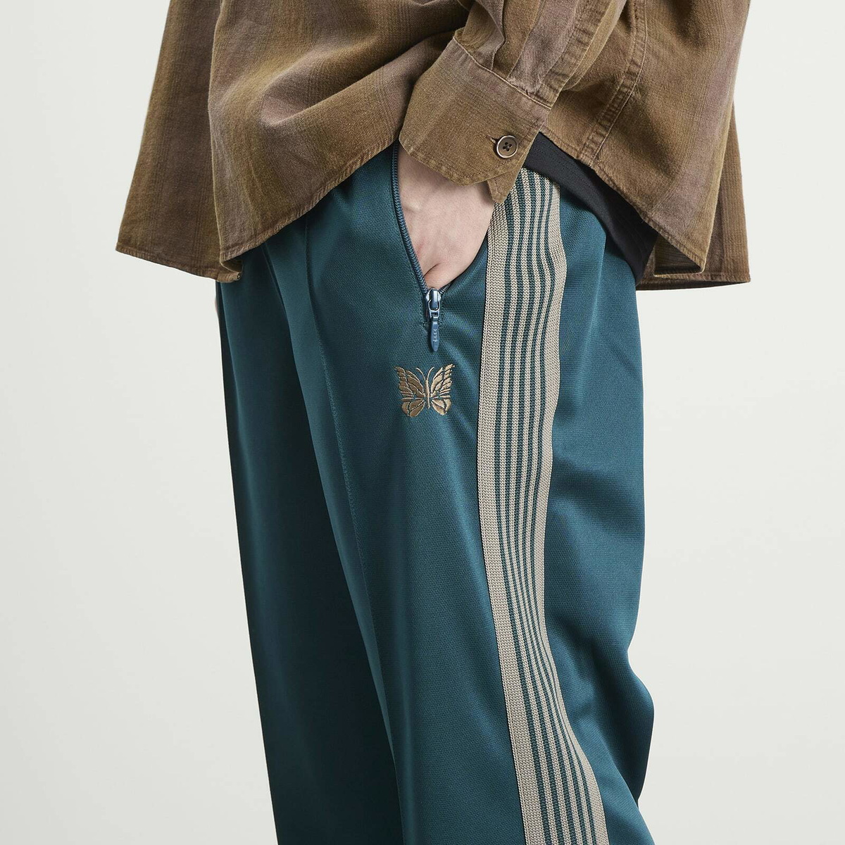 Needles Men's Poly Smooth Track Pants in Green