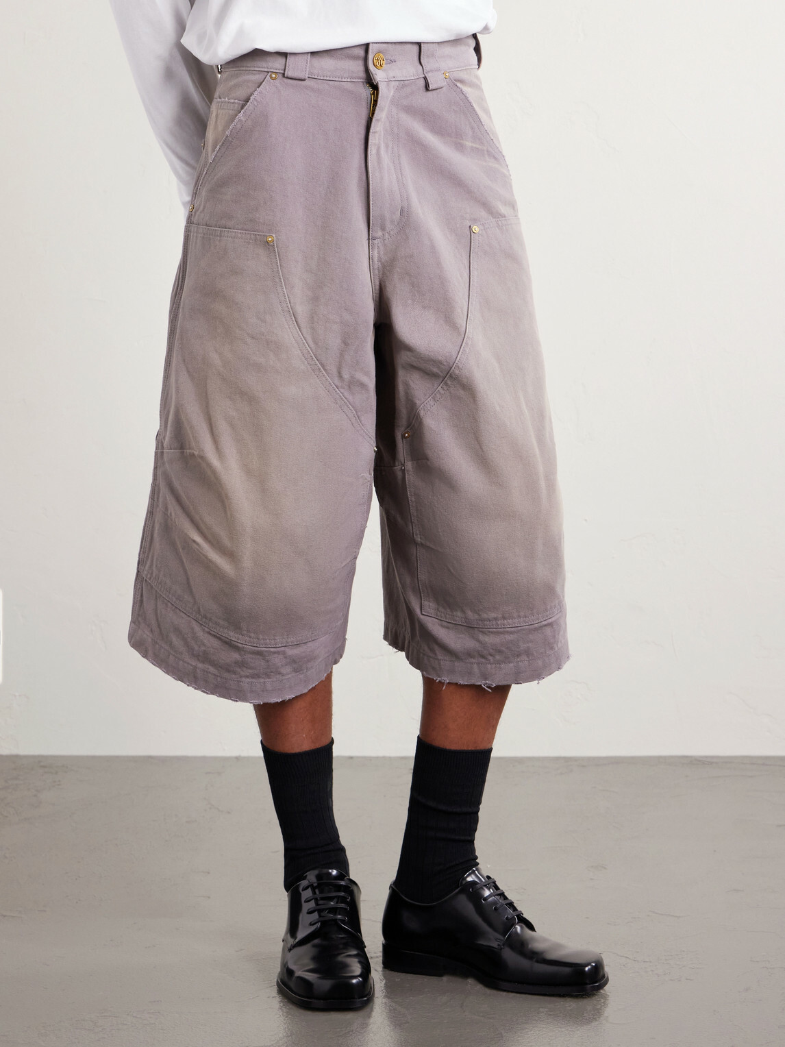 Willy Chavarria - Stocknot Double Knee Cotton Shorts - Gray