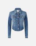 Pinko Bustier Jacket In Indigo Denim Medium Dark Vintage Wash