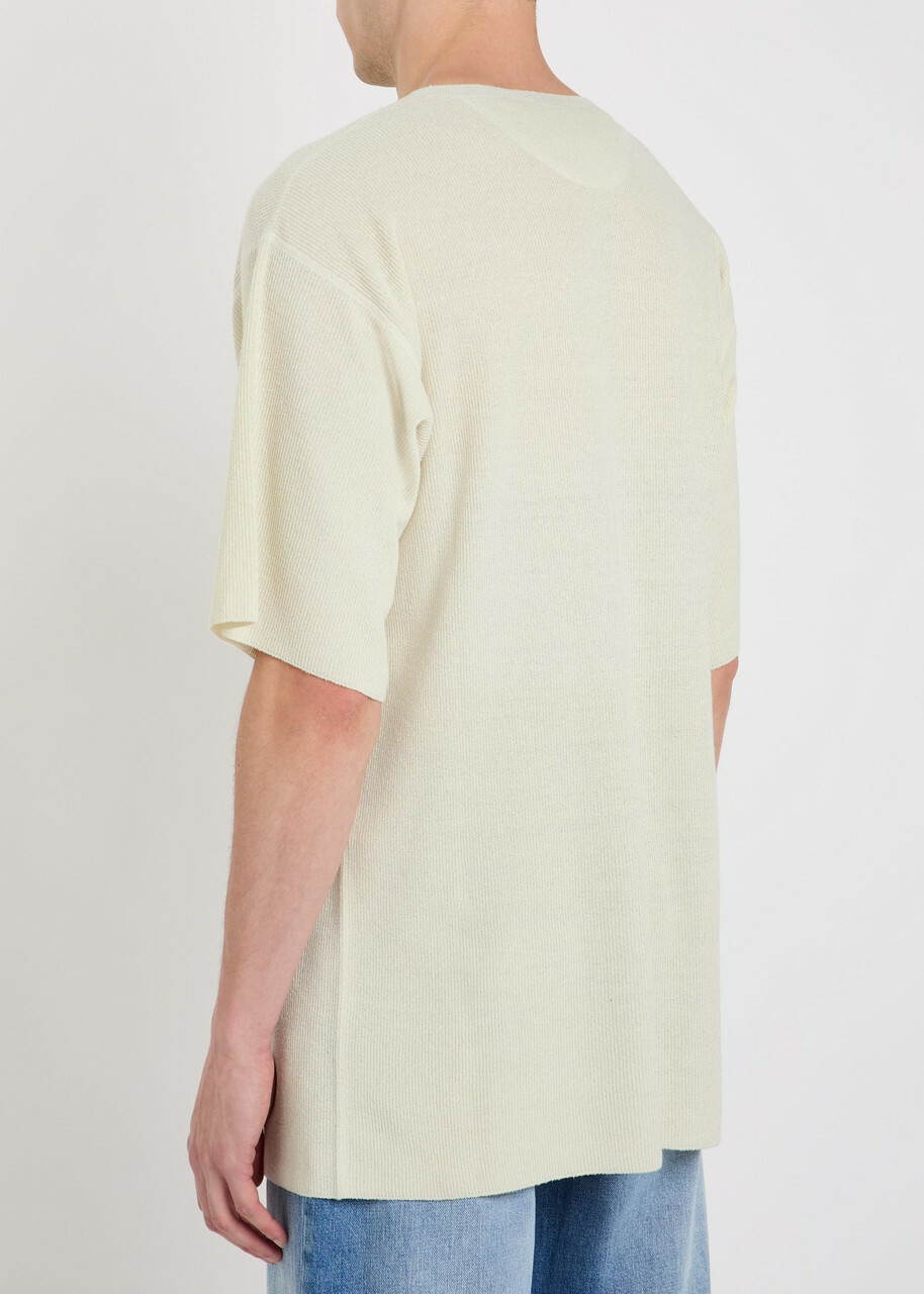 Calvin Klein Round-neck Ribbed-knit Silk top White