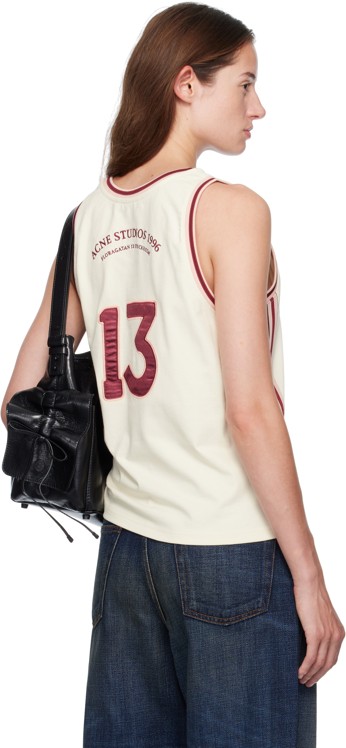 Acne Studios Off-White Embroidered-Logo Tank Top