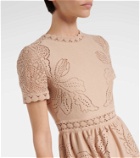 Valentino Guipure lace-trimmed cotton-blend midi dress