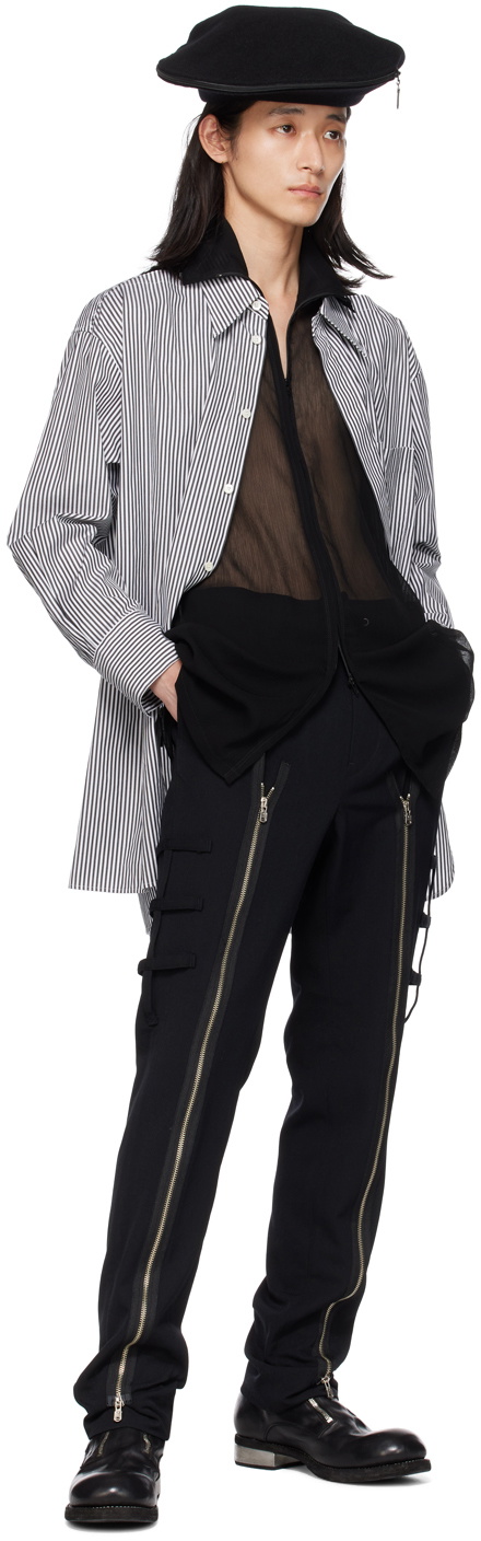 Y's White & Black Double-Layered Shirt