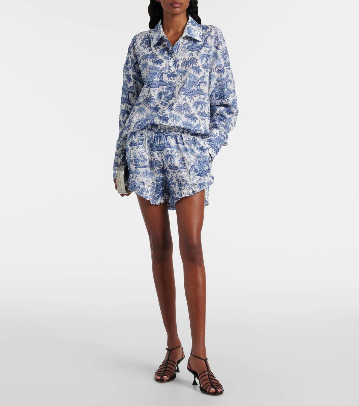 Staud Boyana printed cotton toile shorts