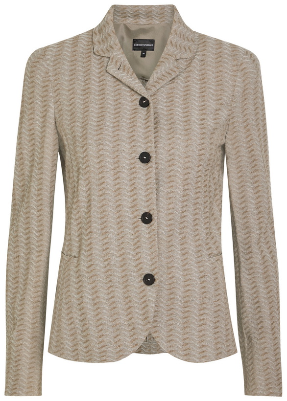 Photo: Emporio Armani Chevron-knit Cotton-blend Jacket Beige