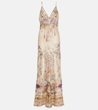 Camilla Embellished floral silk slip dress