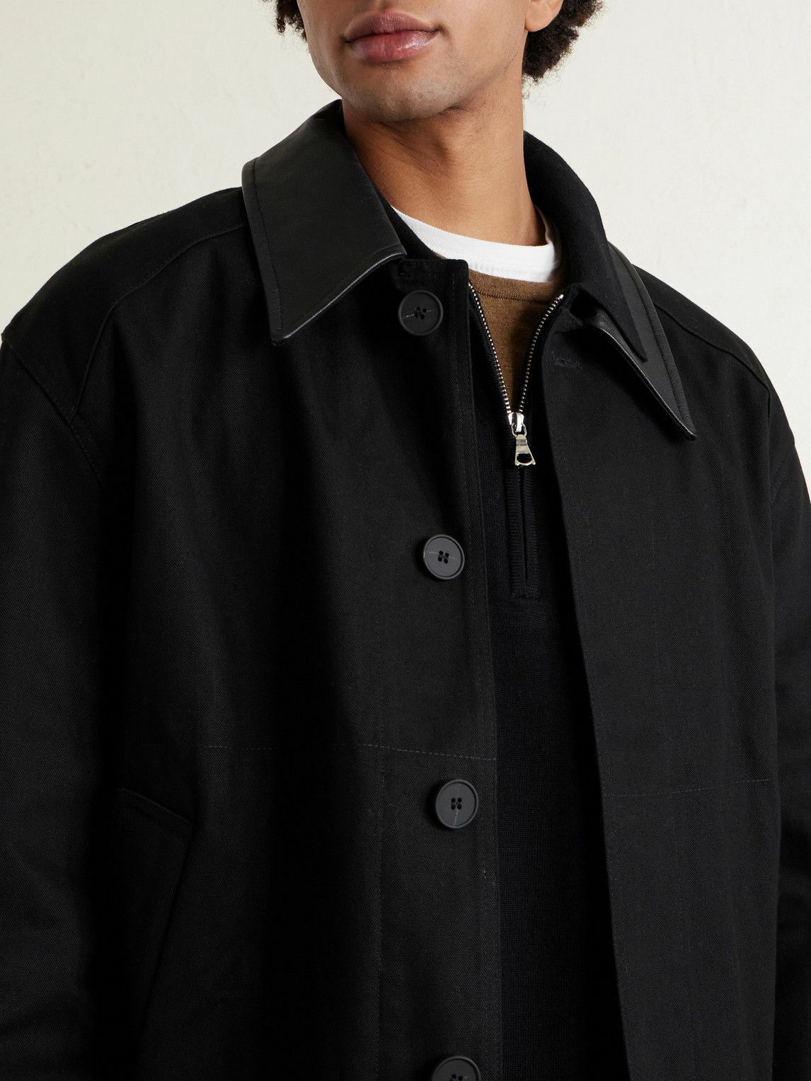Officine Générale - Bene Merino Wool Half-Zip Polo Shirt - Black