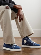 Christian Louboutin - Logo-Embroidered Leather-Trimmed Denim High-Top Sneakers - Blue